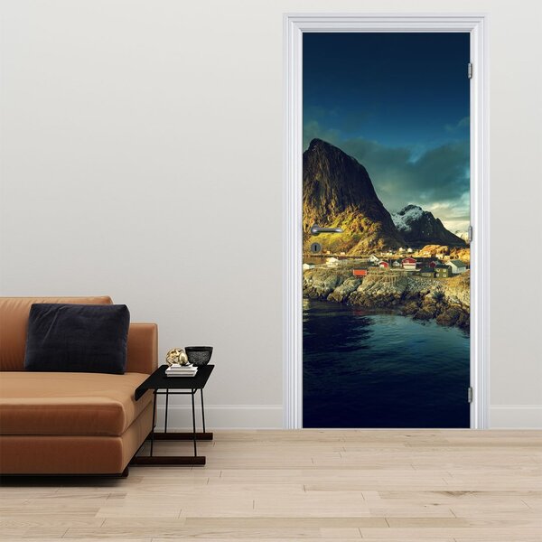 Fototapeta na dveře - Rybářská vesnice v Norsku (95x205cm)