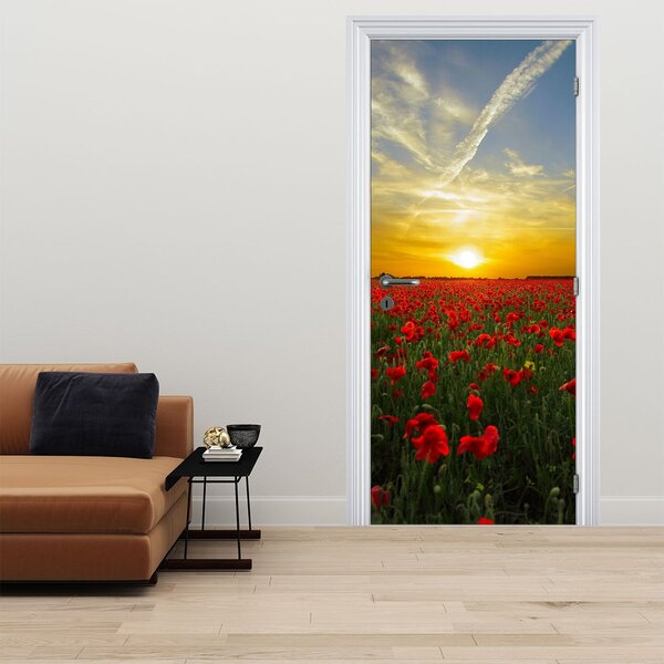 Fototapeta na dveře - Pole vlčích máků (95x205cm)
