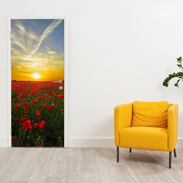 Fototapeta na dveře - Pole vlčích máků (95x205cm)