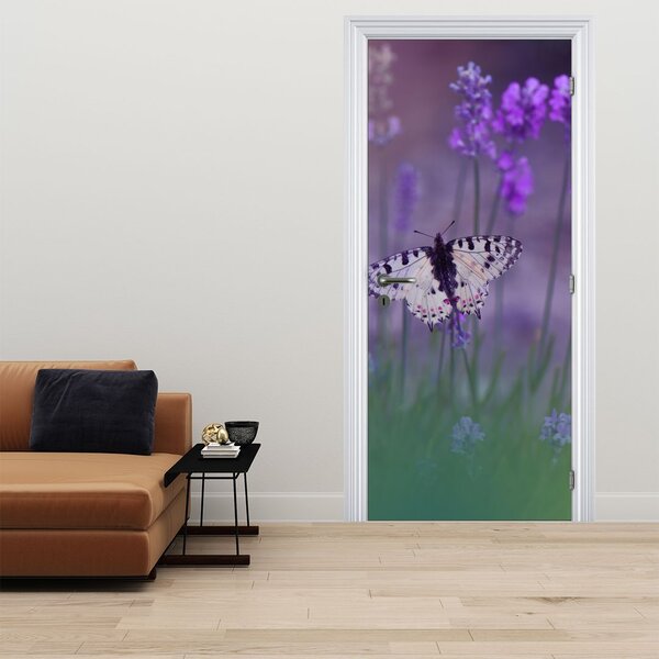 Fototapeta na dveře - Motýl v levandulích (95x205cm)