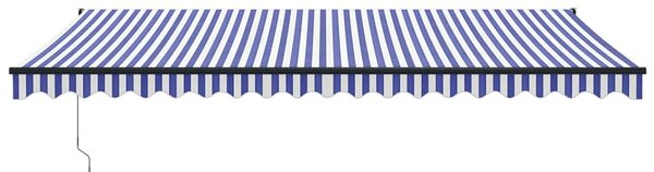 Zatahovací markýza modrá a bílá 5 x 3 m textil a hliník