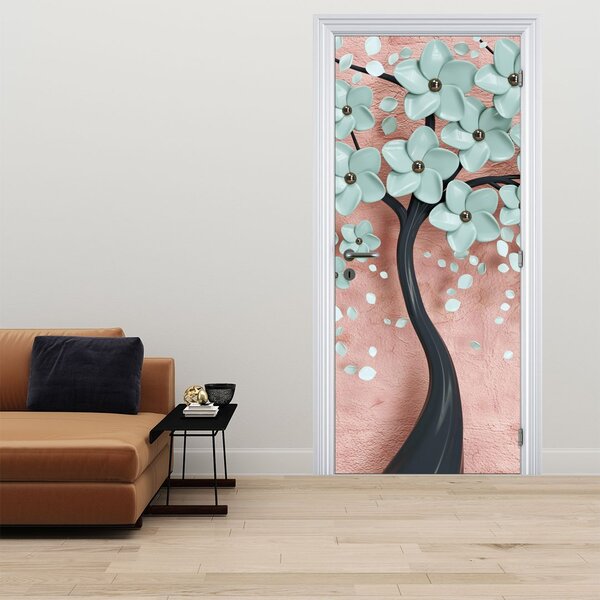 Fototapeta na dveře - Pastelově modré květy (95x205cm)