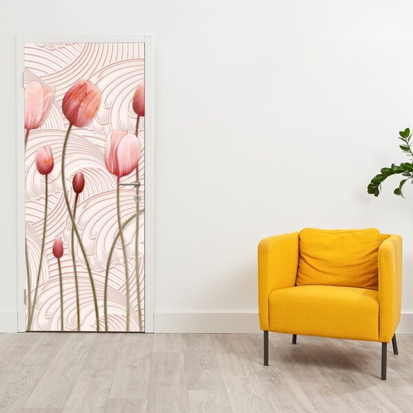 Fototapeta na dveře - Růžové tulipány (95x205cm)