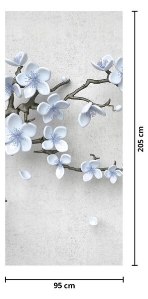 Fototapeta na dveře - Modré květy (95x205cm)
