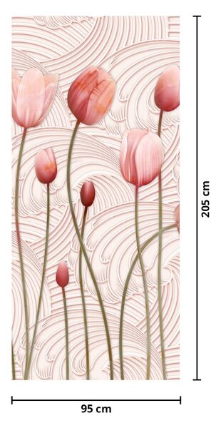 Fototapeta na dveře - Růžové tulipány (95x205cm)