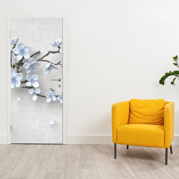 Fototapeta na dveře - Modré květy (95x205cm)
