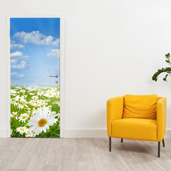 Fototapeta na dveře - Rozkvetlá louka s kopretinami (95x205cm)