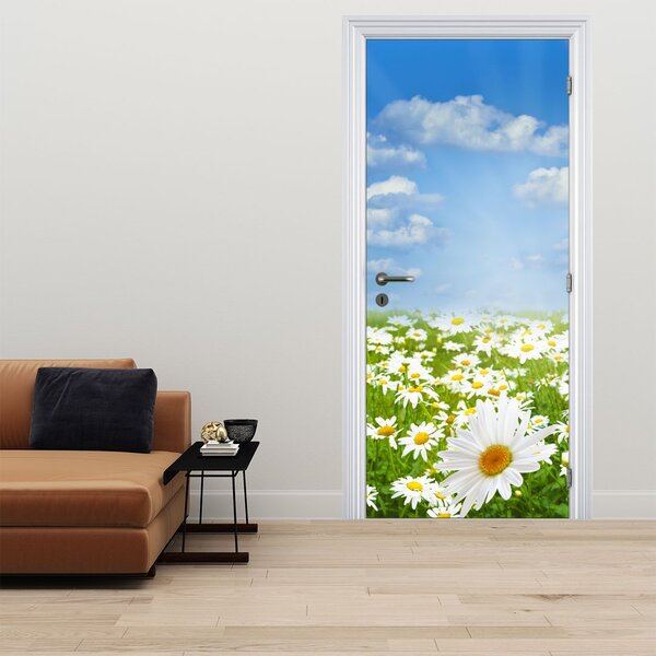 Fototapeta na dveře - Rozkvetlá louka s kopretinami (95x205cm)