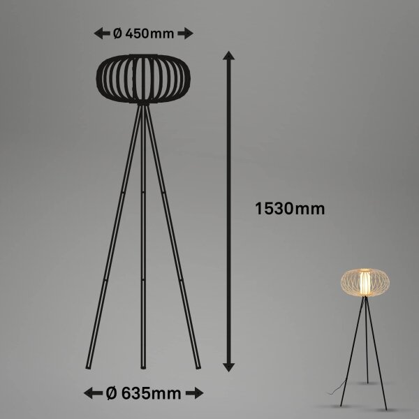 Briloner 1759011 - Stojací lampa 1xE27/10W/230V bambus/černá