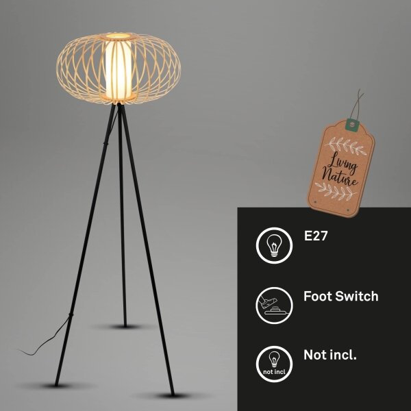 Briloner 1759011 - Stojací lampa 1xE27/10W/230V bambus/černá