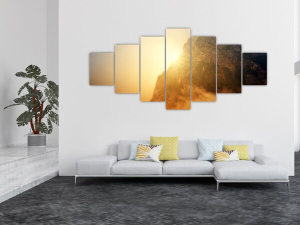 Obraz hory v mlze (210x100 cm)