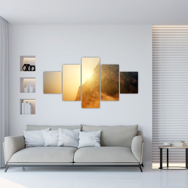 Obraz hory v mlze (125x70 cm)