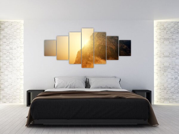 Obraz hory v mlze (210x100 cm)