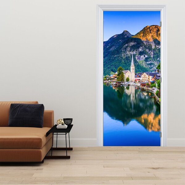 Fototapeta na dveře - Alpská vesnice (95x205cm)