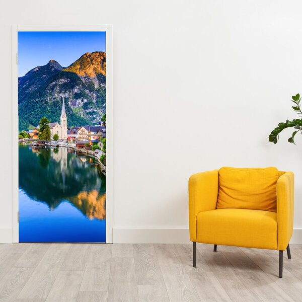 Fototapeta na dveře - Alpská vesnice (95x205cm)
