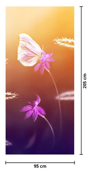 Fototapeta na dveře - Růžový motýl (95x205cm)