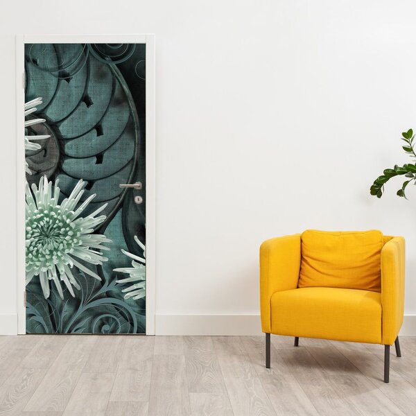 Fototapeta na dveře - Zelené květy (95x205cm)