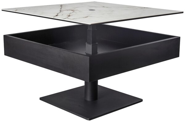 KONFERENČNÍ STOLEK, černá, bílá, kov, sklo, keramika, kompozitní dřevo, 75/75/42-57 cm Dieter Knoll - Konferenční stolky