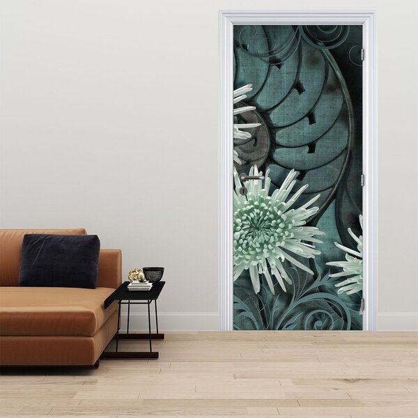 Fototapeta na dveře - Zelené květy (95x205cm)