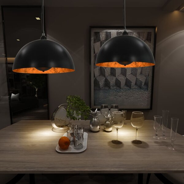 Stropní svítidla 2 ks černo-zlatá polokulová 40 cm E27