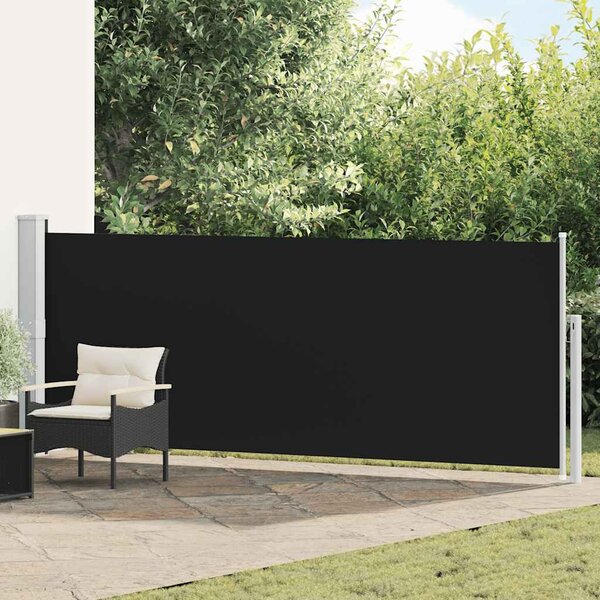 Zatahovací boční markýza/zástěna na terasu 140 x 500 cm černá