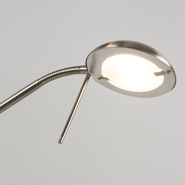 Stojací lampa z oceli a černá s nastavitelným ramenem na čtení - Luxor
