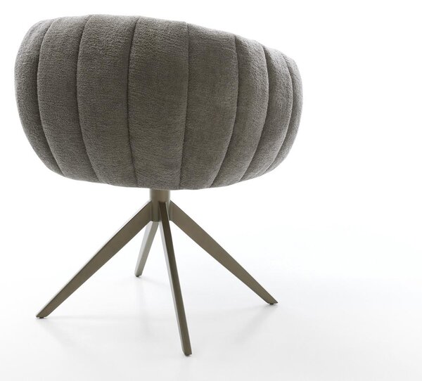 DELIFE Jídelní židle Jada-Flex bouclé měkký tmavě béžová křížová podnož široká titanová barva 360° otočný houpací funkce taštičkové pružiny