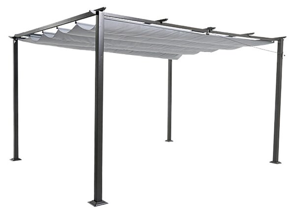 Sunfun Pergola se shrnovací látkovou střechou Jakarta II XL, půdorysný rozměr: 4 × 3 m, výška: 2,3 m, světle šedá