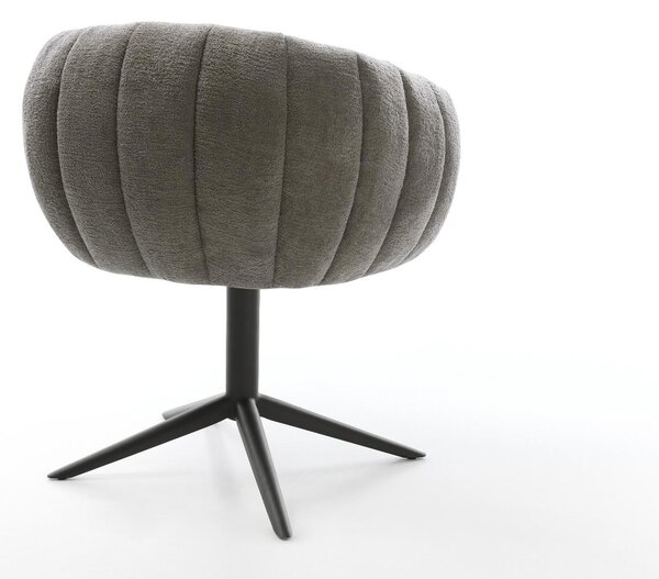 DELIFE Jídelní židle Jada-Flex bouclé měkký tmavě béžová křížová podnož černá 360° otočná houpací funkce taštičkové pružiny