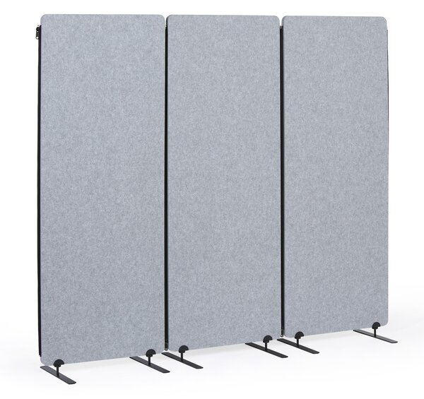 Akustický paraván, dělící stěna 160 x 60 cm, 3 ks v balení, 100% polyester, spojitelné zipem, šedá