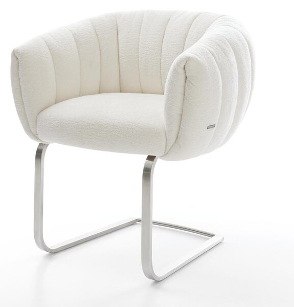 DELIFE Jídelní židle Jada-Flex bouclé měkký béžová jídelní židle plochá nerezová ocel taštičkové pružiny