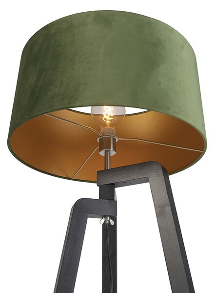Stojací lampa stojan černá se zeleným stínítkem a zlatem 50 cm - Puros