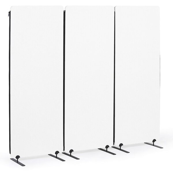 Akustický paraván, dělící stěna 160 x 60 cm, 3 ks v balení, 100% polyester, spojitelné zipem, bílá