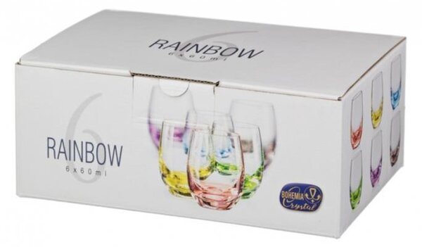 BOHEMIA RAINBOW SKLENICE NA LIKÉR 60 ML SADA 6 KS