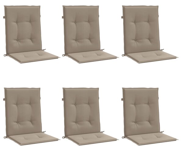 Podušky na židli nízké opěradlo 6 ks taupe 100x50x3 cm oxford