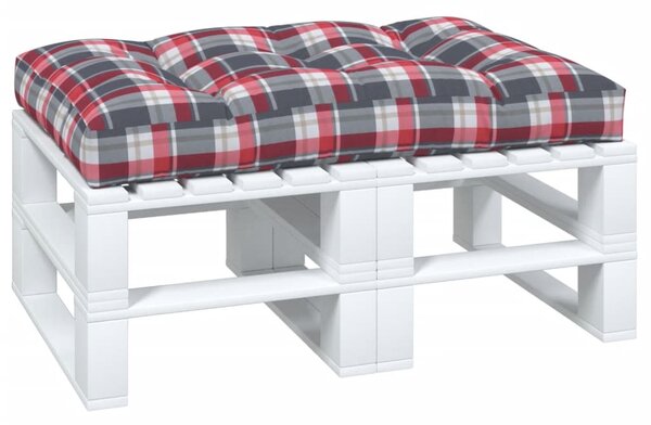 Poduška na palety červená károvaná 120 x 80 x 12 cm textil