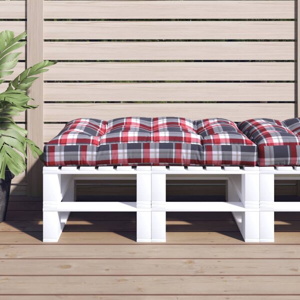 Poduška na palety červená károvaná 120 x 80 x 12 cm textil