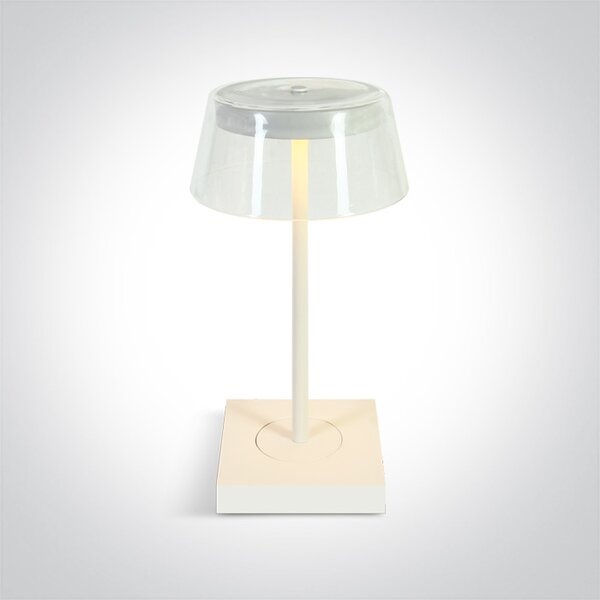 ONE-light Venkovní nabíjecí stolní lampa Flam bílá USB stmívací 2,5W, IP65, teplá bílá