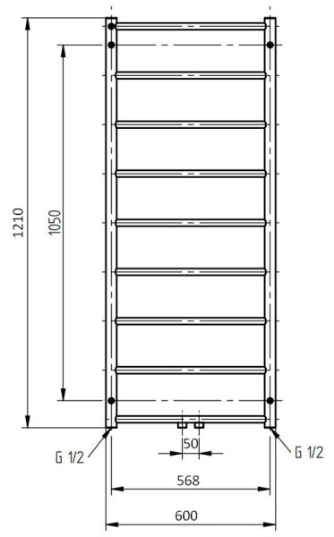 P.M.H. NS4W-M - Koupelnový žebříkový radiátor NAAS 349W 121 cm bílá
