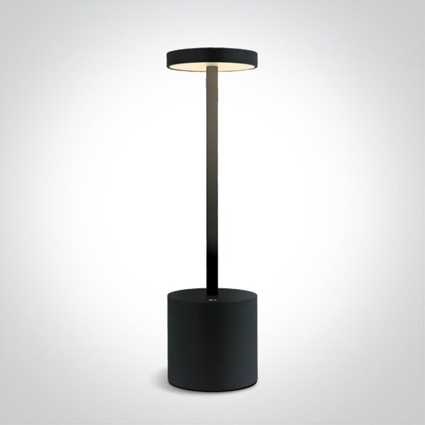 ONE-light Venkovní nabíjecí stolní lampa Bingo černá USB stmívací 3W, IP54, teplá bílá