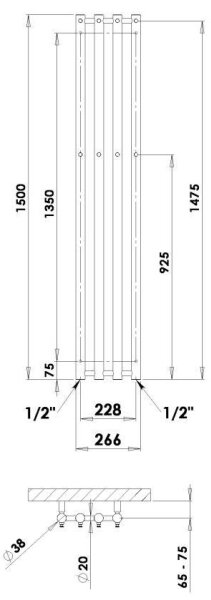 P.M.H. R2W - Koupelnový žebříkový radiátor ROSENDAL 350W 150 cm bílá