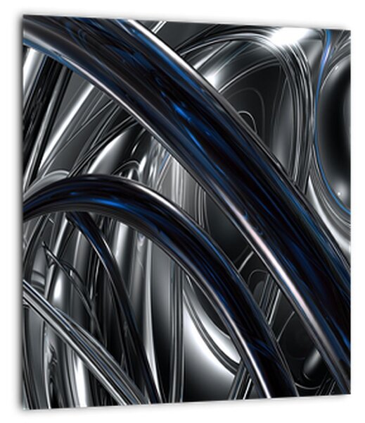 Obraz šedé abstrakce s modrou (30x30 cm)
