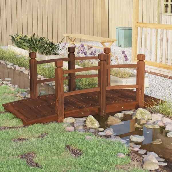 Zahradní můstek se zábradlím 150x67x56 cm masivní smrkové dřevo