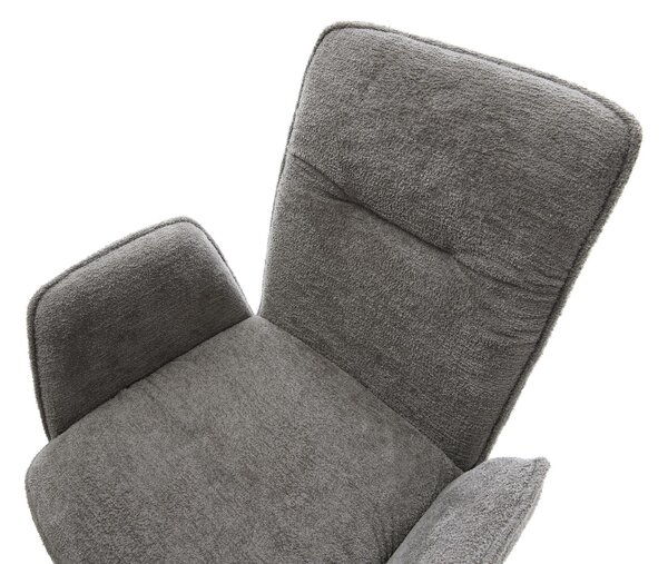 DELIFE Jídelní židle Vinja-Flex bouclé měkký tmavě béžová křížová podnož široká bílá 360° otočná houpací funkce