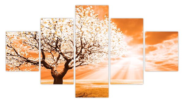 Oranžový obraz stromu (125x70 cm)