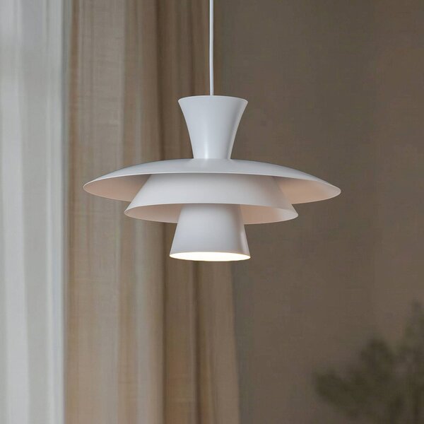 Luminex Závěsné světlo Plato, bílé, kov, Ø 38 cm, E27, stmívatelný, Bílá / opál, Obývací pokoj / jídelna, kov, Moderní