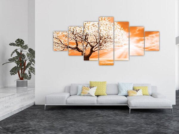 Oranžový obraz stromu (210x100 cm)