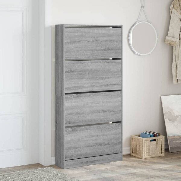 Botník se 4 výklopnými zásuvkami šedý sonoma 80 x 21 x 163,5 cm 3214369