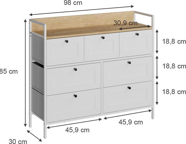 Komoda Vicco Belaro Bílá 98 x 85 cm se 7 zásuvkami, Model 51900