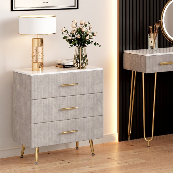 Komoda Vicco Velia Šedá 70 x 78.5 cm se 3 zásuvkami, Model 53032